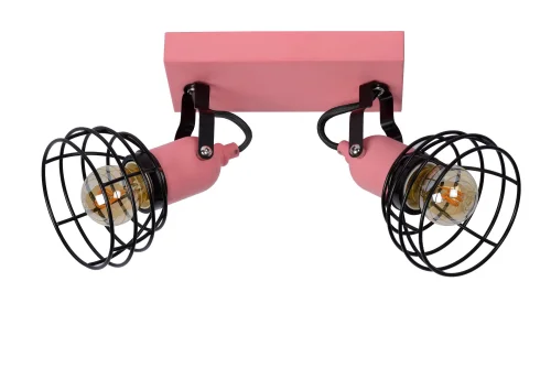 Спот с 2 лампами Paulien 08927/02/66 Lucide чёрный розовый E27 в стиле современный лофт  фото 2